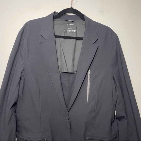 Paskho Men Black Tech Travel Stretch Blazer Jacket M Performance minimal Modern - Picture 3 of 11